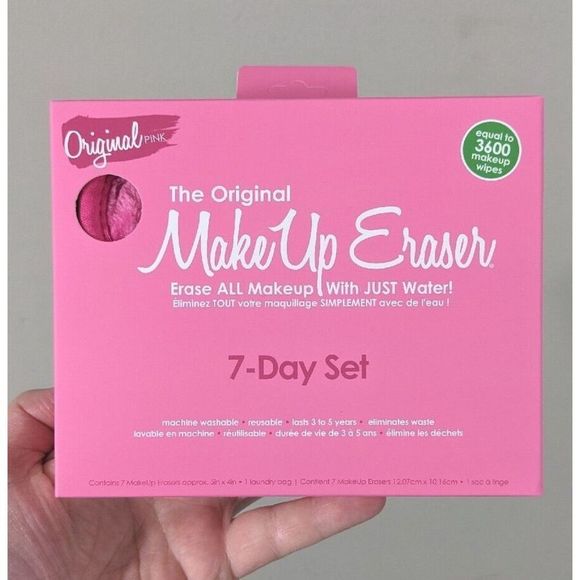 The Original MakeUp Eraser 7 Day Set Pink Reusable Makeup Remover Pads - Picture 1 of 6